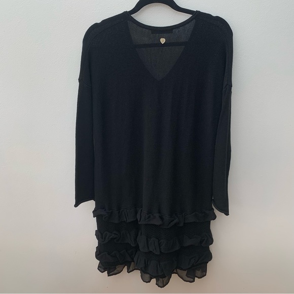 Twin-Set Simona Barbieri Size Small Dress Black Knit Wool Blend Ruffle Mini - Picture 12 of 14